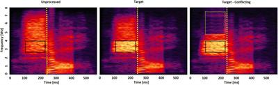 Effect of the Target and Conflicting Frequency and Time Ranges on Consonant Enhancement in Normal-Hearing Listeners